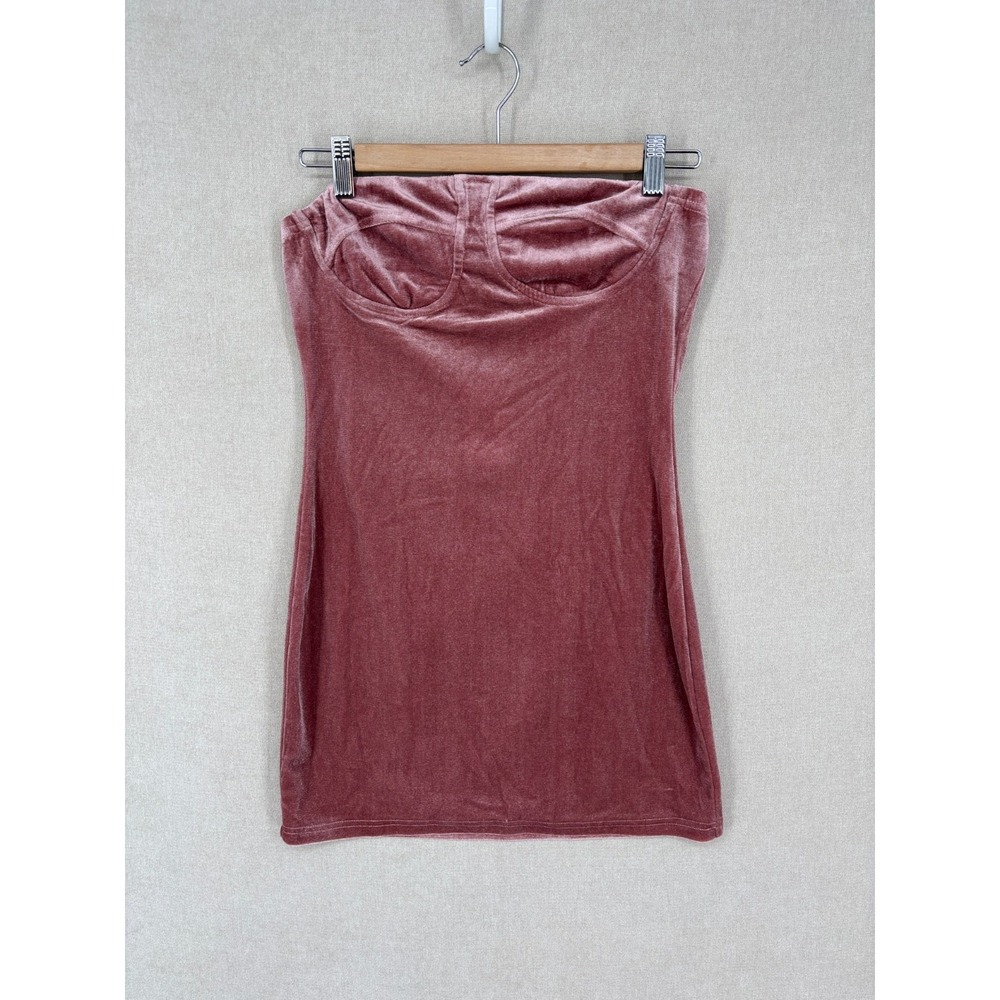 CIDER Dress Womens S Pink Velvet Strapless Party Mini Stretch New - Picture 1 of 6